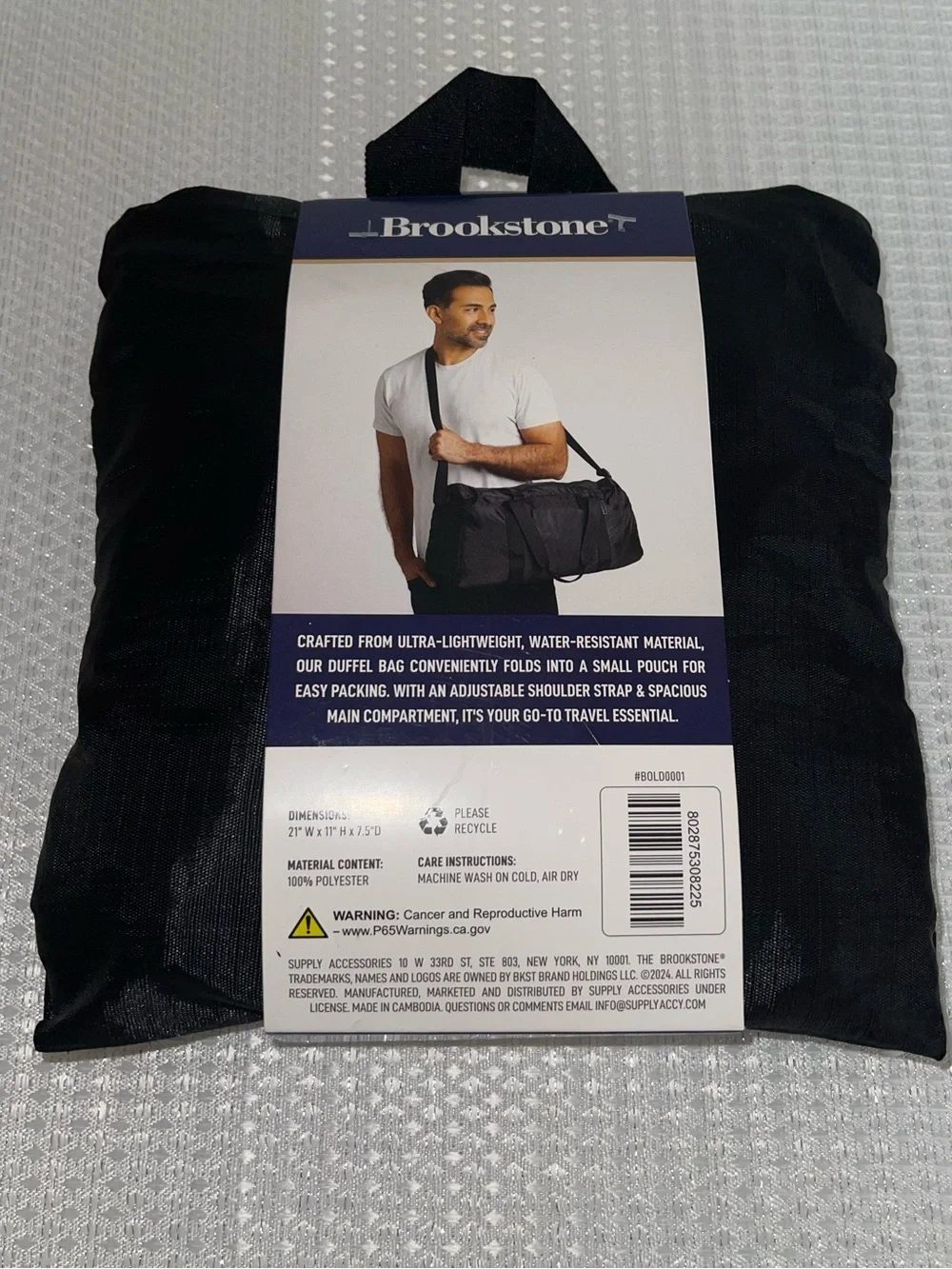 Brookstone Packable Travel Duffle - Black - NWT